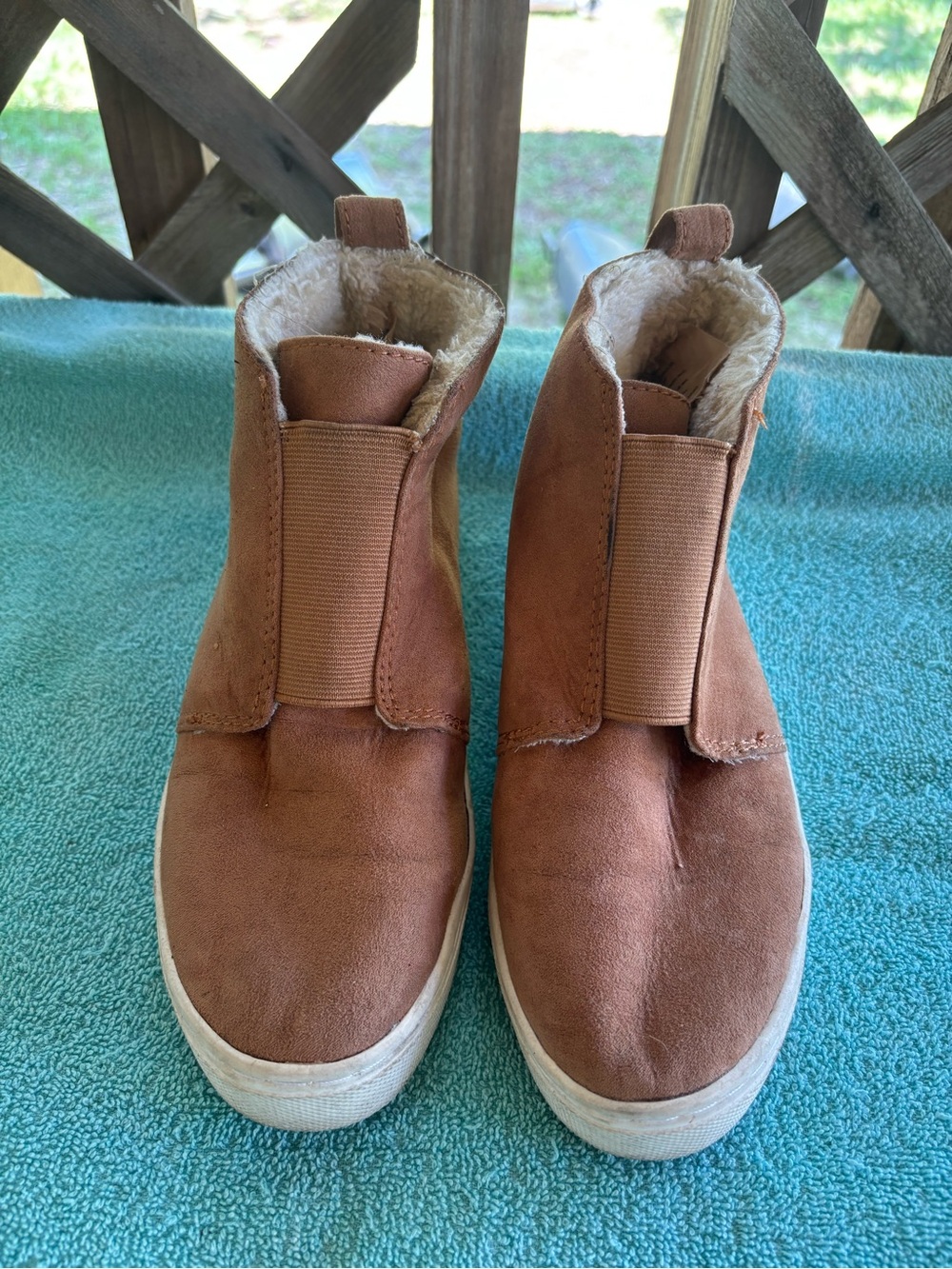 H&M Brown Suede-Look Winter Ankle Boots with Faux Fur Lining